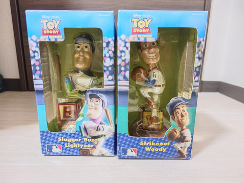 MLB Bobblehead Dodgers Slugger Buzz Lightyear & Strikeout Woody Set TOY STORY - Picture 1 of 17
