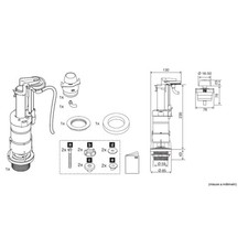 Batteria Scarico WC per Cassetta in Ceramica Monoblocco con pulsante bianco OLI