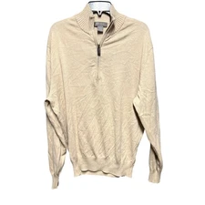 daniel cremieux cashmere silk cotton timeless 1/4 zip luxury men’s sweater sz L