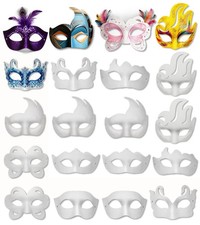 Hcaiip 15 PCS DIY White Masquerade Masks Paper One Size Fits Most,