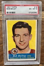1957-58 TOPPS HOCKEY NHL #19 Bob Bailey EX-MT 6 Chicago Black Hawks Card
