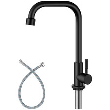 Black Cold Only Water Kitchen Faucet Commercial Bar Tap Single Lever Handle 304