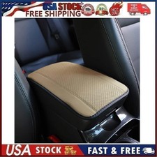 Beige Leather Car Armrest Cushion Auto Car Box Cover Center Pad Cover