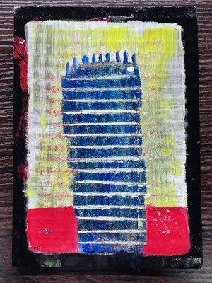 e9Art 5x7 'silent effigy' outsider art brut naive primitive raw abstract OOAK