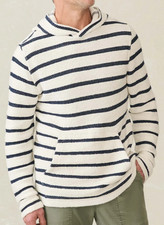 NEW Faherty Whitewater Striped Organic Cotton Hoodie Hooded Sweatshirt Men's XL