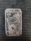 1 oz. 1972 MERRY CHRISMAS vintage art bar .999 fine silver