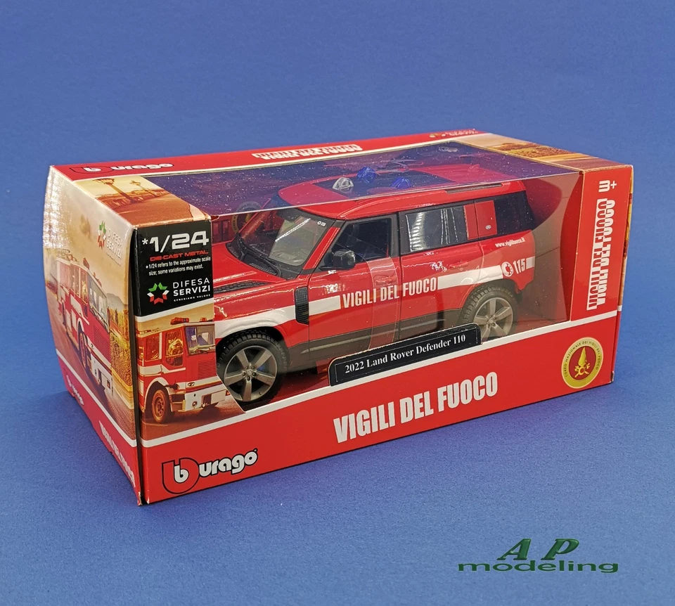 modellino auto scala 1/24 land rover defender 110 del 2022 vigili del fuoco - Immagine 3 di 4