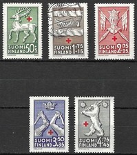 Stamps Finland 1942 Red Cross Fund set of 5 MNH and used SG364-368