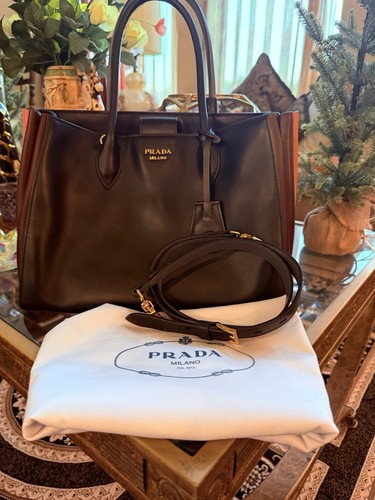 Authentic Prada Glace Two-Tone Convertible Tote | Elegant | COA & Dust Bag