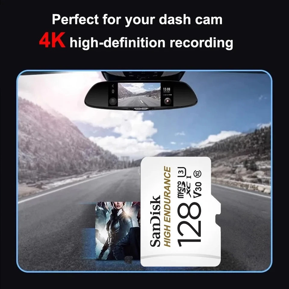 SanDisk High Endurance Micro SD Memory Card 32GB 64GB 128GB 256GB V30 C10 CCTV - Image 3 of 4