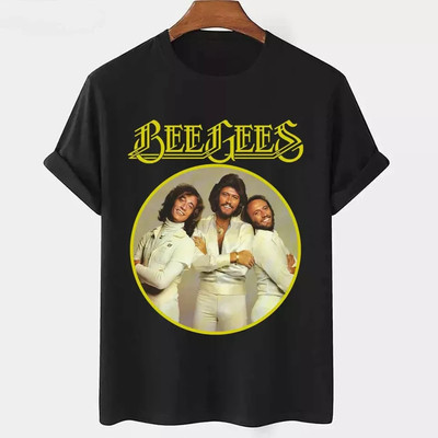 Rare! Bee Gees Band In Concert Cotton Black Full Size Men Women T-Shirt S-5XL