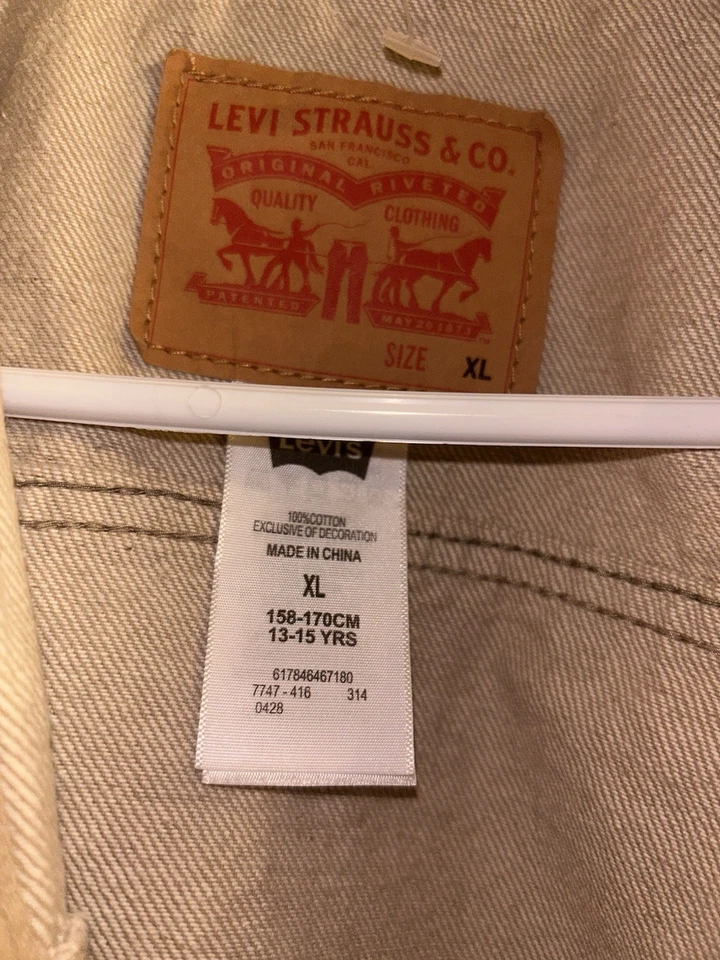 Nueva Chaqueta de Camionero Levi’s Boys XL Denim - Marrón Jean Ropa Exterior Juvenil Foto 3 de 3