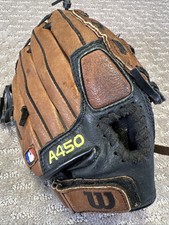 Wilson A450 Baseball Glove 10  Right-Handed Throw T-Ball Genuine Leather Mitt