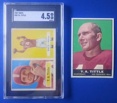 Topps YA Tittle San Francisco 49'ers HOF 2 Karten Lot 1957 SGC Graded 4.5 & 1961