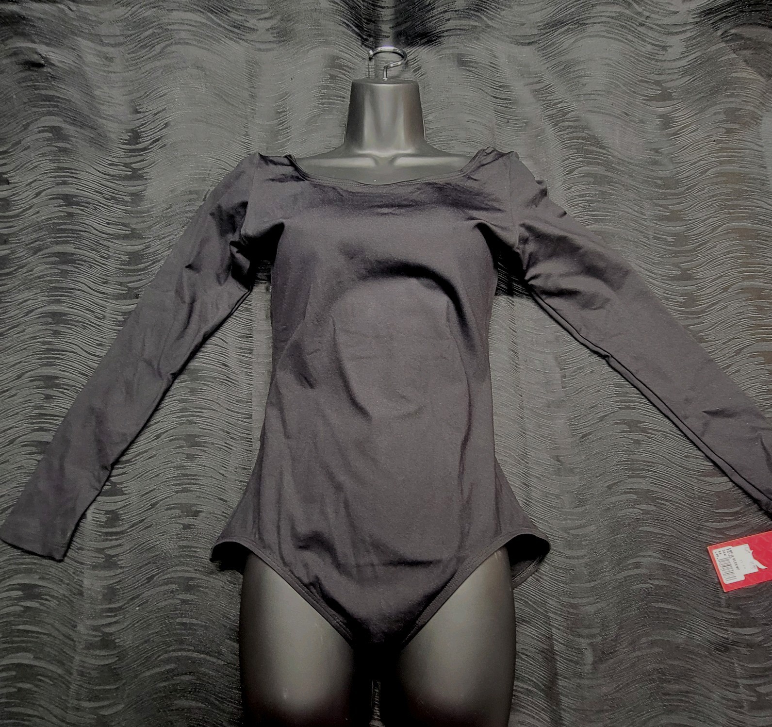 Capezio Long Sleeve Leotard Black Scoop Front & Back SZ. XL-A