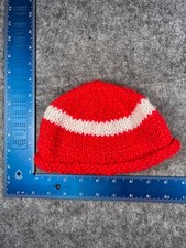 Beanie Youth Toddler Adult One Size Red White Knit Acrylic Blend Snow Ski Pom