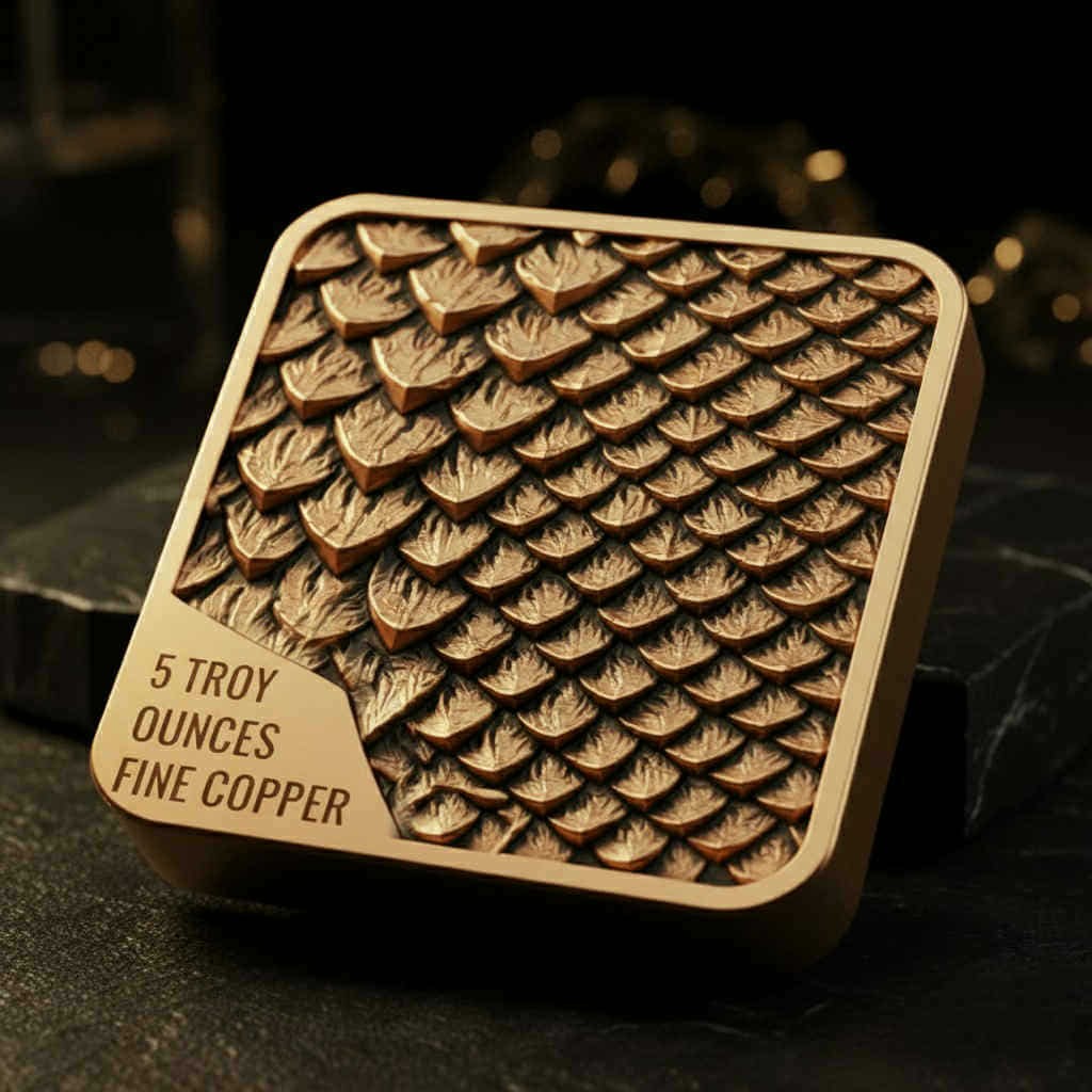 Dragon's Breath Ultra High Relief 5 oz Copper Square Bar in