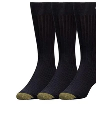 Men’s Gold Toe Metropolitan 3 Pairs Of Black Dress Socks 10-13
