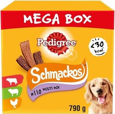 110 Pedigree Schmackos Mixed Meaty Variety Dog Treats Mega Box 790g Dog Chews 10.11 per kilo