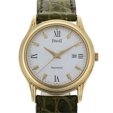 Piaget Polo Date 24001 White Dial 34mm Solid 18k Gold Automatic Watch