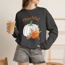 Thankful Sweatshirt Floral Pumpkin Fall Crewneck Thanksgiving Sweatshirt