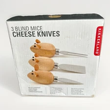 KIKKERLAND 3 Blind Mice Mouse Cheese Knives Stainless Steel w/Rubberwood Handles