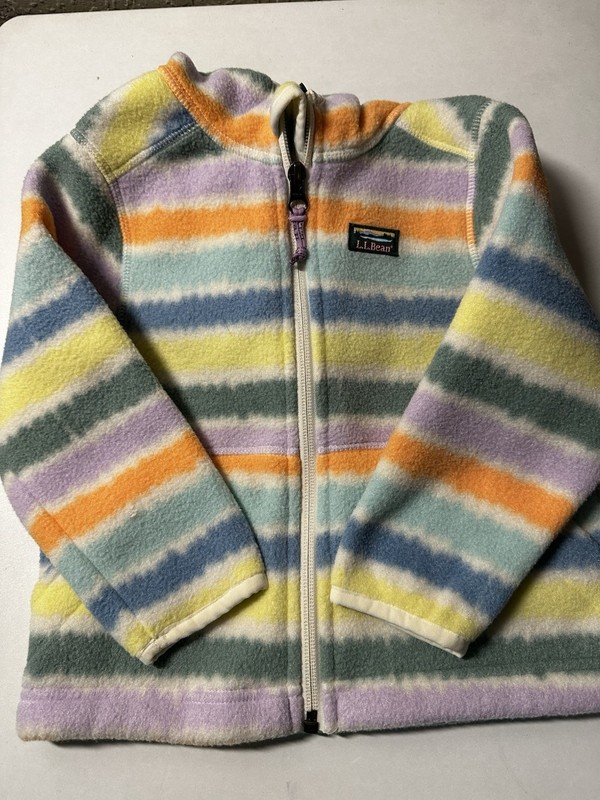 L.L.Bean Kids Mountain Full Zip Fleece Hooded Jacket Size 2T Striped Colorful
