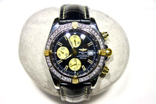 Breitling Chronomat Stainless Steel 18k Watch B13356 Diamond Bezel Auto 44mm