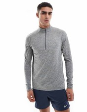 Nike Running Stride Dri-FIT half zip longsleeve top in grey | Size S