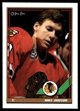 1991-92 O-Pee-Chee #495 Mike Hudson Chicago Blackhawks Hockey Card
