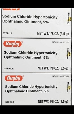 Rugby Sodium Chloride Ophthalmic Ointment 5% (Compare to Muro 128) -3 Pack