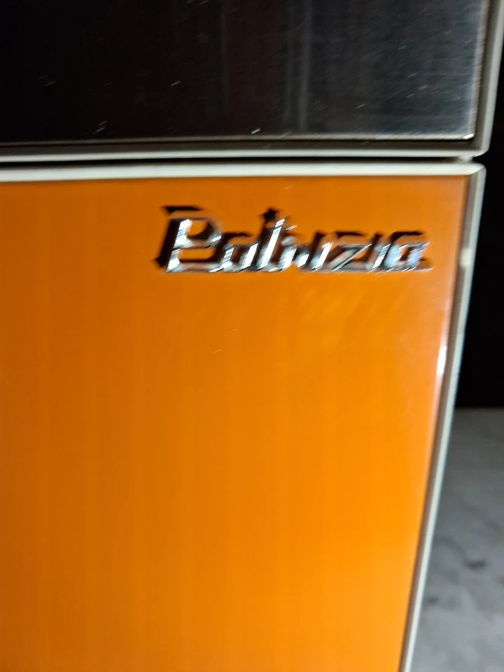 JOUET ANCIEN - FRIGO VINTAGE EN TOLE LAQUEE  ORANGE AMB MARCHESINI ITALY 1970 - Photo 2/4