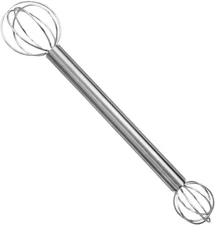 Hand Whisk, Double-Head Stainless Steel Miso Muddler Mixing Tool