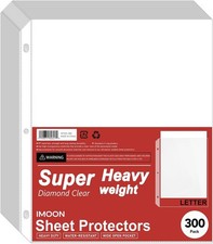 Super Heavyweight 3-Hole Letter Size Sheet Protectors 8.5x11 Inch 300 Pack