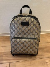Gucci GG Supreme Bee Backpack Beige Women's Used From Japan