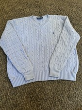 Vintage Light Blue Polo Sweater Light Used Size Large Made In USA 100% Cotton
