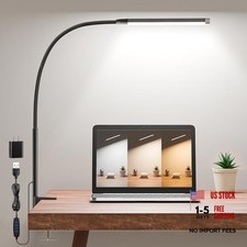 Clamp Lamp for Desk, Eye-Caring LED Clip Light, 27"Tall Flexible Arm, 3 Black