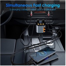Fast Retractable Car Charger for iPhone17/16, Samsung Galaxy