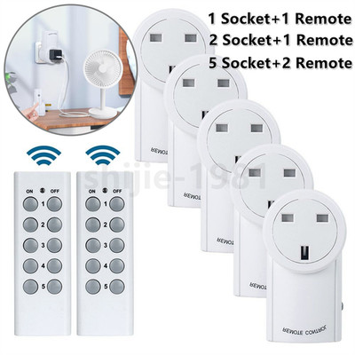 1-5 Remote Control Sockets Wireless Switch Home Mains Power Outlet Pack ...