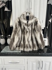 Ladies Faux Fur Cross Mink Style Snow Fox Fur Winter Coat By Astraka Size 12 14
