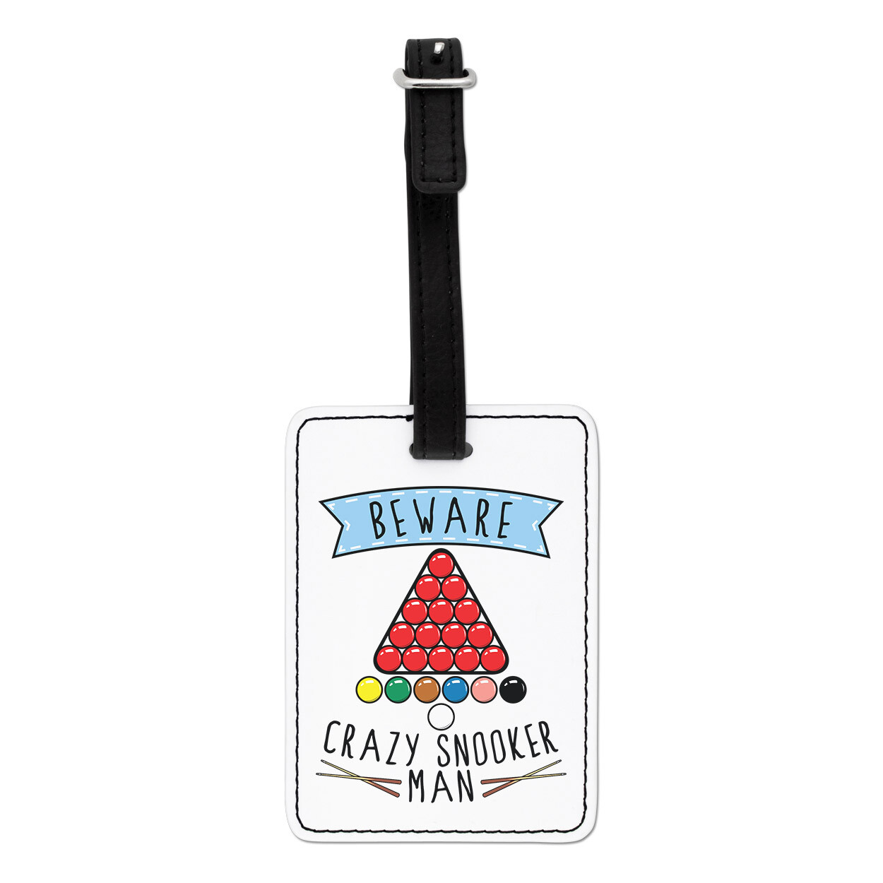 Beware Crazy Snooker Man Visual Luggage Tag Suitcase Bag - Funny Sport