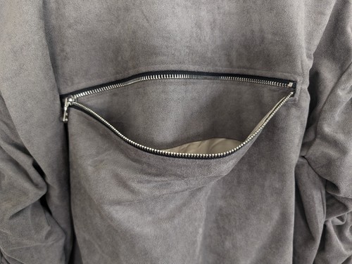 LIFTED ANCHORS Jacket Men's M Gray Suede Bird Bomber Zip Ruched Sleeves Modern - Picture 5 of 15