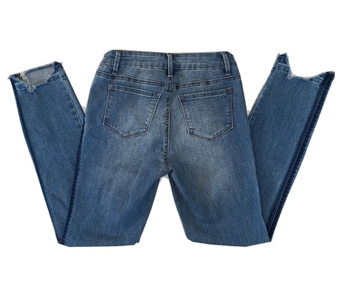 TRACTR NWT $58 Blue Contrast Side Stripe Raw Jagged Hem Jegging Jeans Sz 14 - Picture 5 of 6