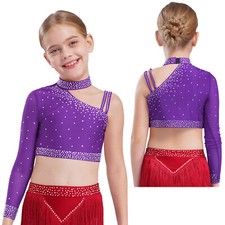 Kids Girls Blouse Latin Tank Top Athletic Shirt Fancy T-shirt Ballet Crop Tops