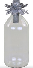 Glass Bottle and Antique Flower top Candle Holder, Brand New
