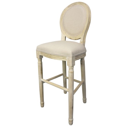 French Provincial Louis XV Style Upholstered Bar Stool Kitchen Chair Oval Back - Picture 11 of 27