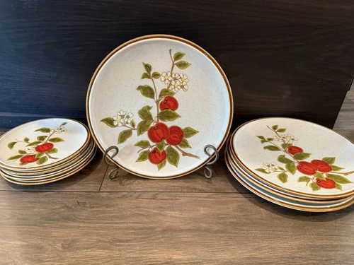 Lot of 8 Vintage Mikasa Natural Beauty CRAB APPLE Dinner Plates + Salad Plates
