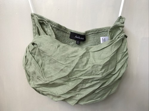 Aakaa Green Linen Blend Wide Leg Pants And Smocked Crop Top Set Size L Large - Picture 6 of 7