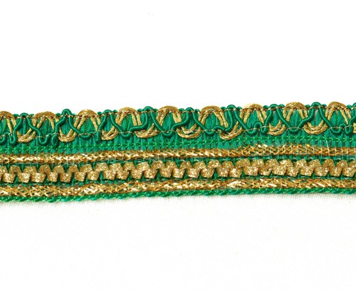 Sushila Vintage 3 Yard Sari Border Craft Trim Sewing Ribbon Lace Edge Green - Picture 2 of 5