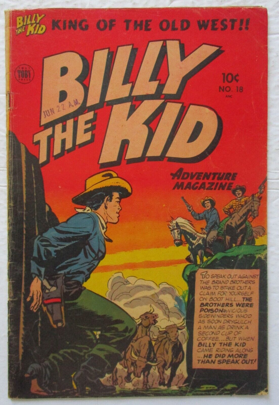 Billy The Kid Adventure Magazine #18 Golden Age Toby Press Comic Book 1953 VG-